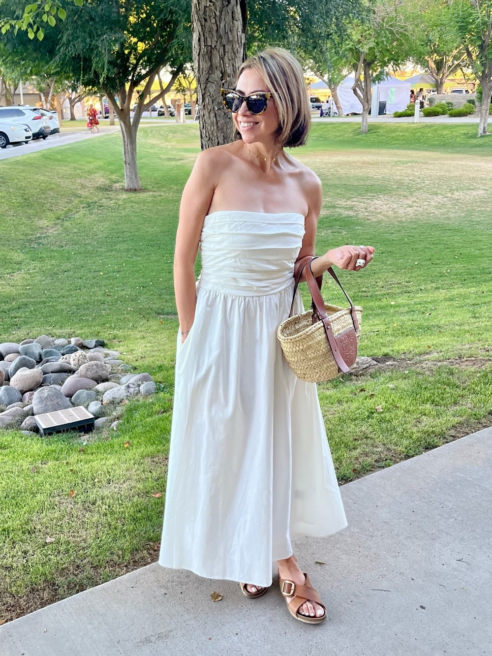 Reformation Strapless White Midi Dress 8